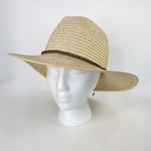 San Diego Hat Co Fedora Sun Hat Braided Jewel Beaded End String Woven Shimmer Ac - Picture 1 of 12
